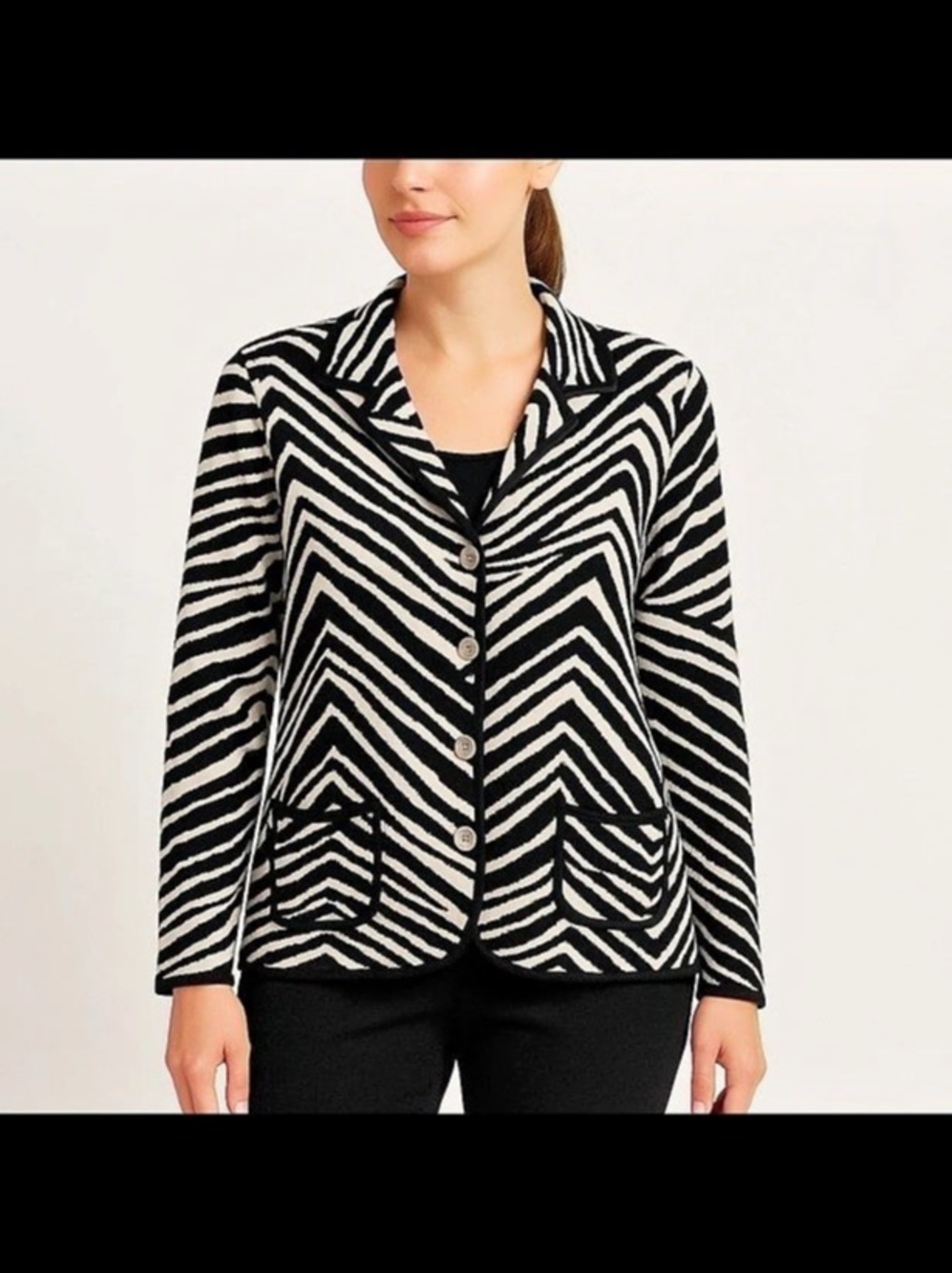 Chico's zebra cardigan sweater size 1